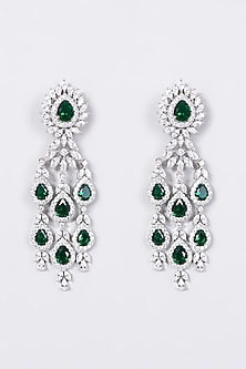 White Finish Necklace Set With Diamonds