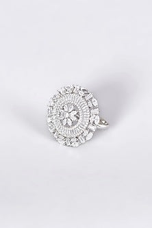 White Finish Faux Diamond Ring