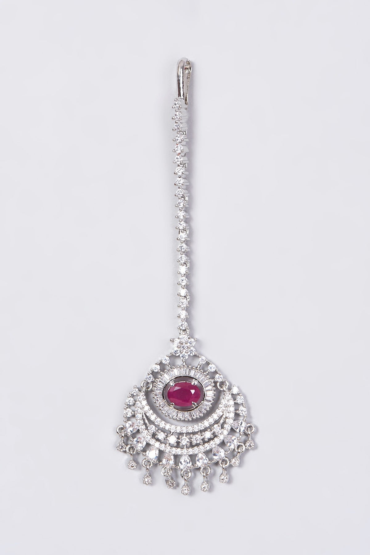 White Finish Faux Diamond Maang Tikka