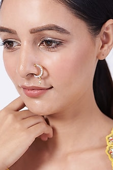 Gold Finish Faux Diamond Nose Ring