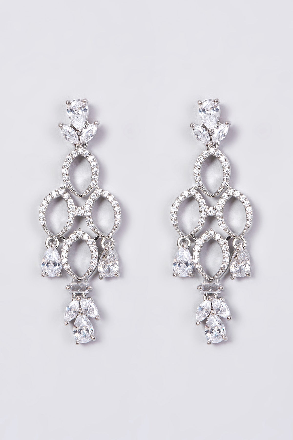 White Finish Faux Diamond Necklace Set