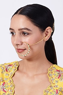 Gold Finish Kundan Polki Nath