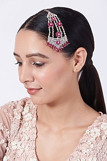 Rose Gold Finish Pink Synthetic Stone Pasa