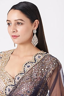 Two Tone Finish Faux Diamond Earrings