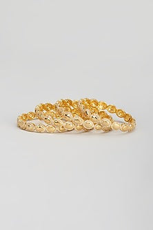 Gold Finish Zircon Bangles (Set of 4)