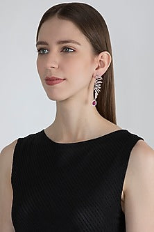 Rose Gold Finish Diamond Long Earrings