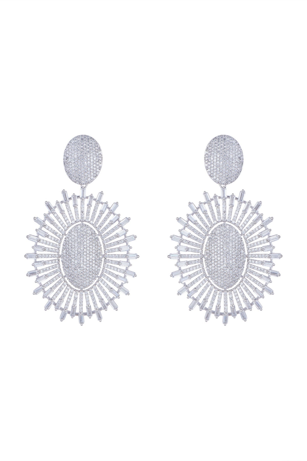 White Finish Faux Diamond Earrings