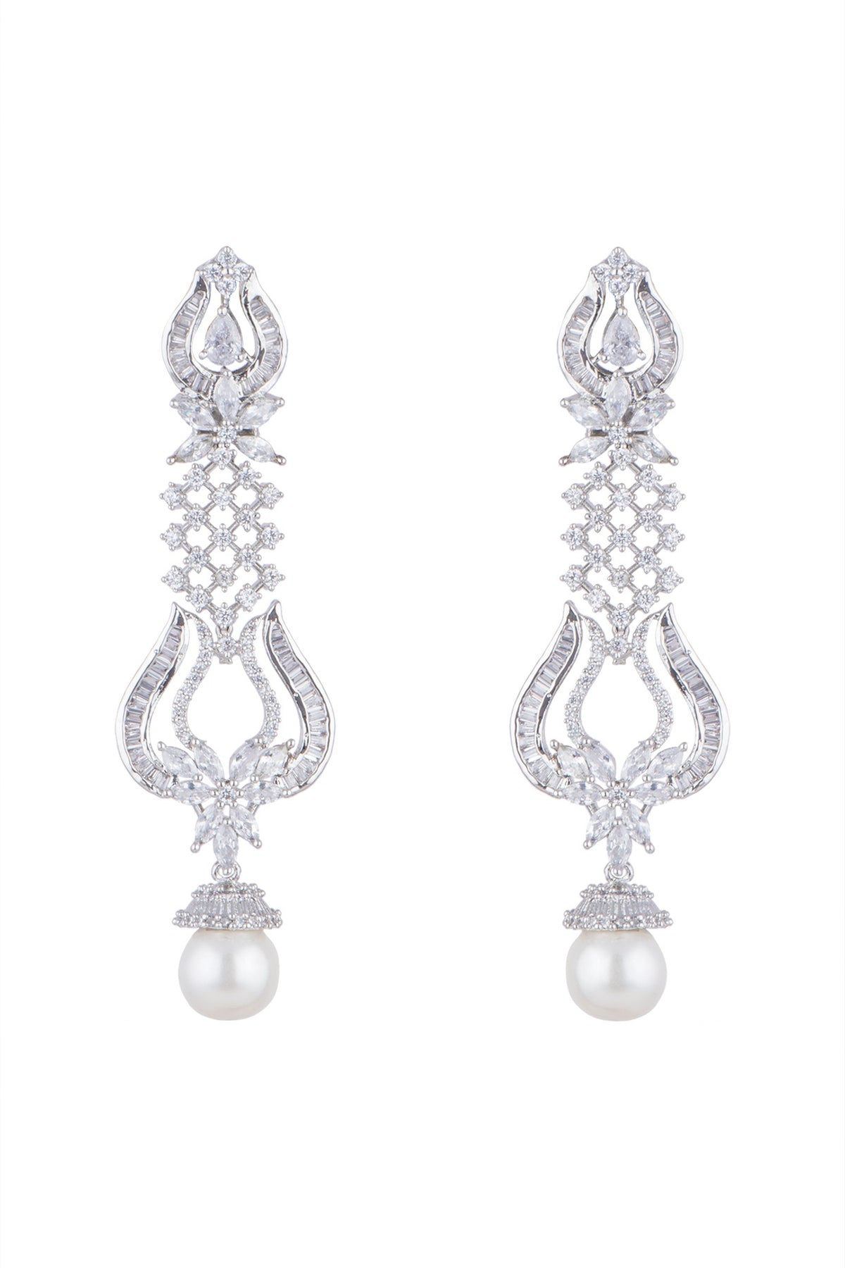 White Finish Diamond Earrings