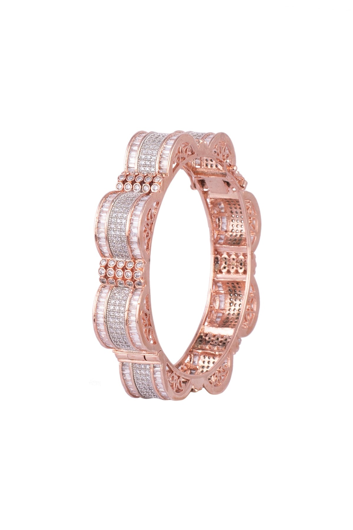 Rose Gold Finish Faux Diamonds Bangle