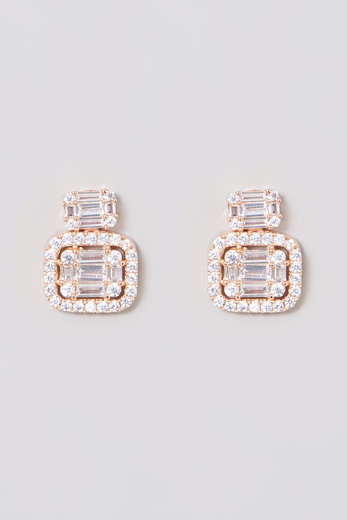 Rose Gold Finish Zircon Stud Earrings