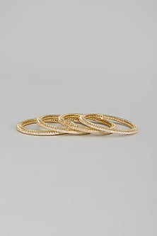 Gold Finish Zircon Bangles (Set of 4)