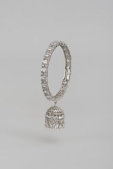 White Finish Zircon Bangles (Set Of 2)