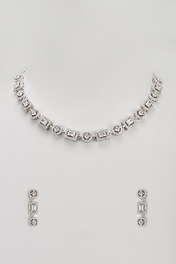 White Finish Zircon Necklace Set