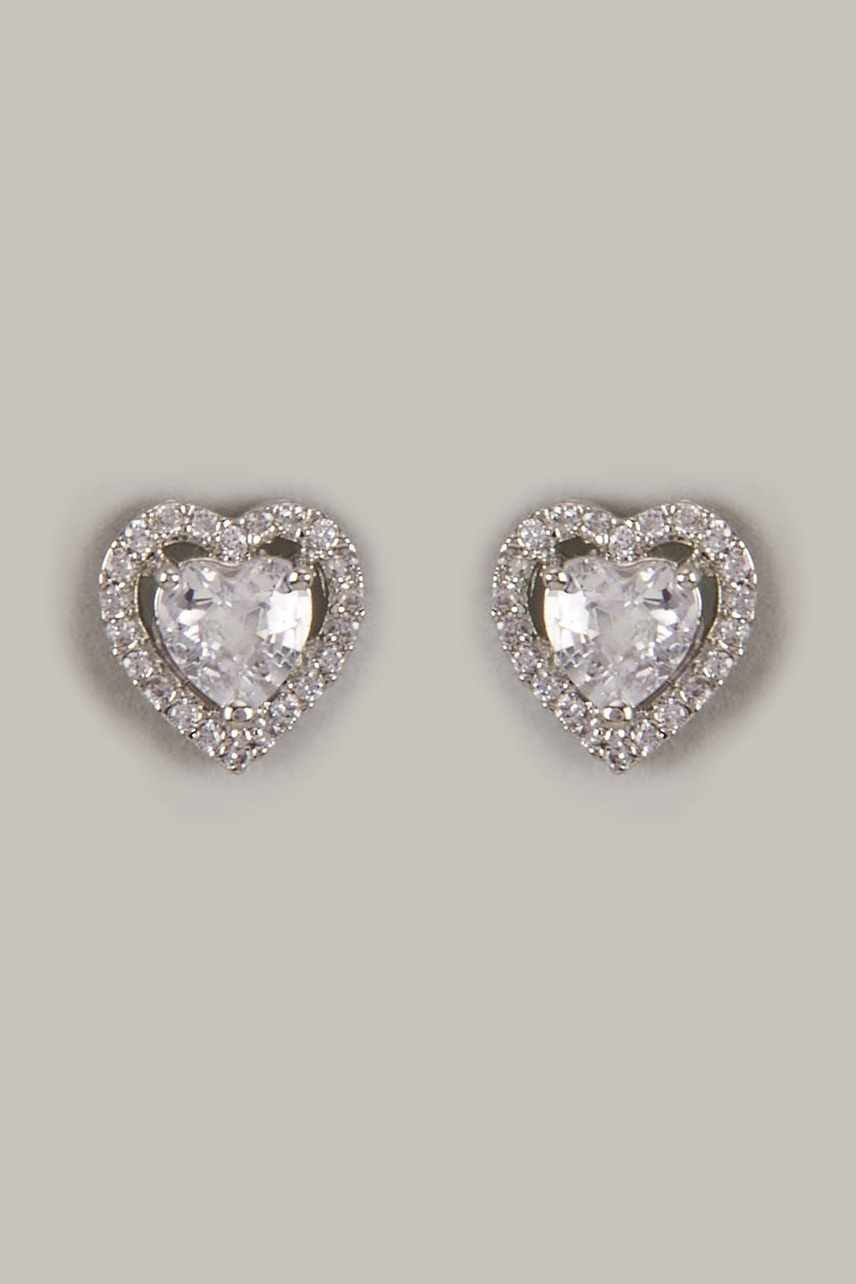 White Finish Zircon Stud Earrings
