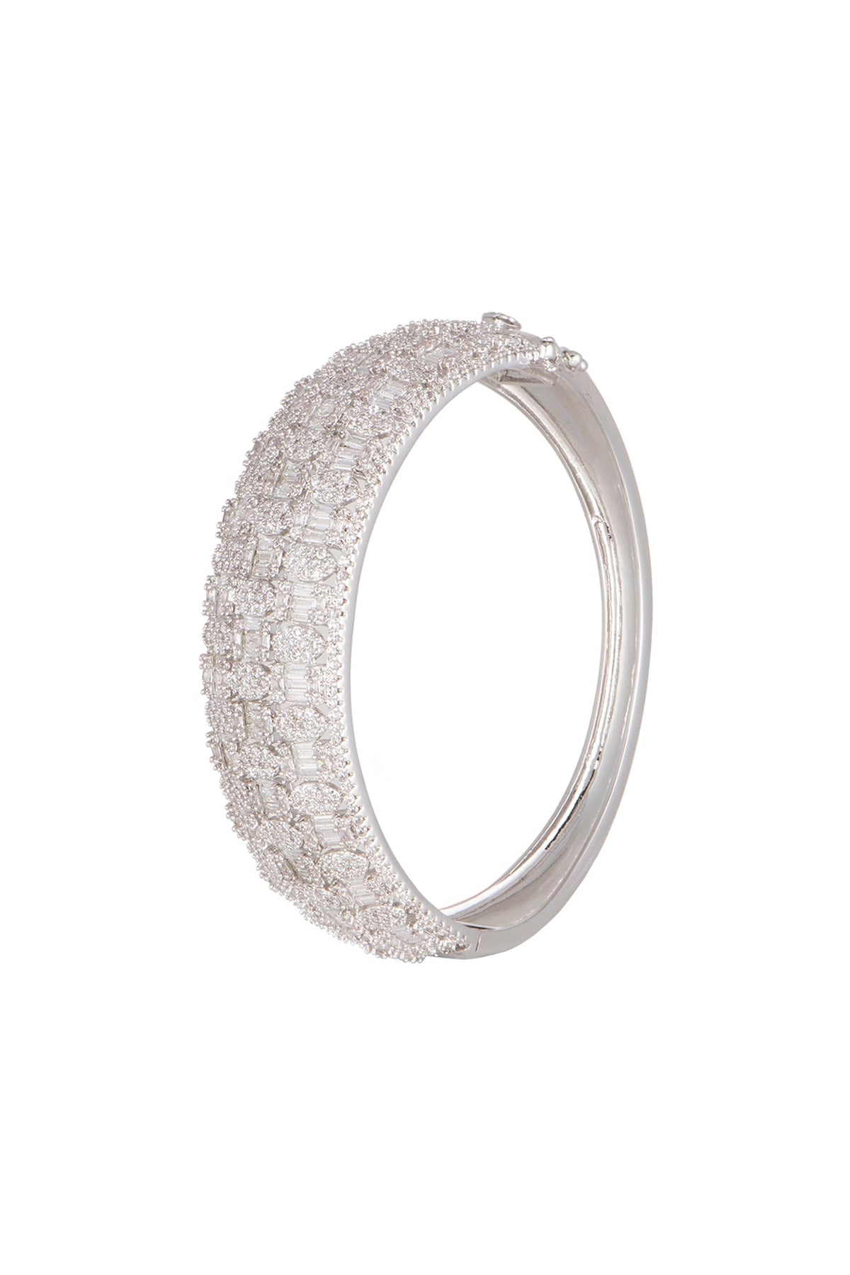 White Finish Faux Diamonds Kada Bracelet