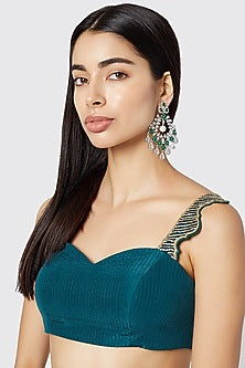 White Finish Diamonds Chandelier Earrings