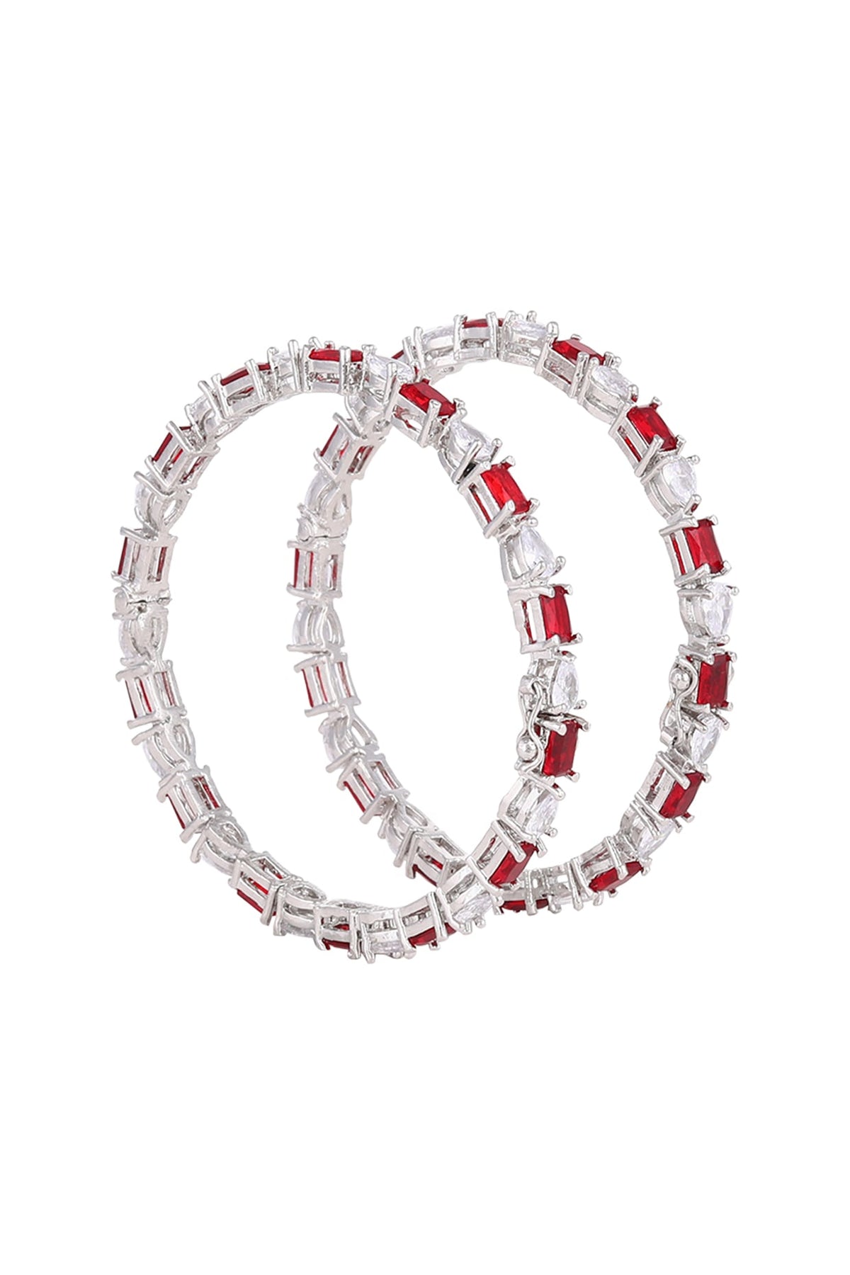 White Finish Faux Diamond Bangles