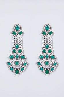 White & Rose Gold Finish Diamond Earrings