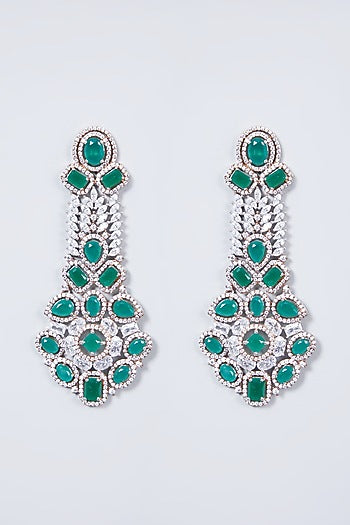 White & Rose Gold Finish Diamond Earrings