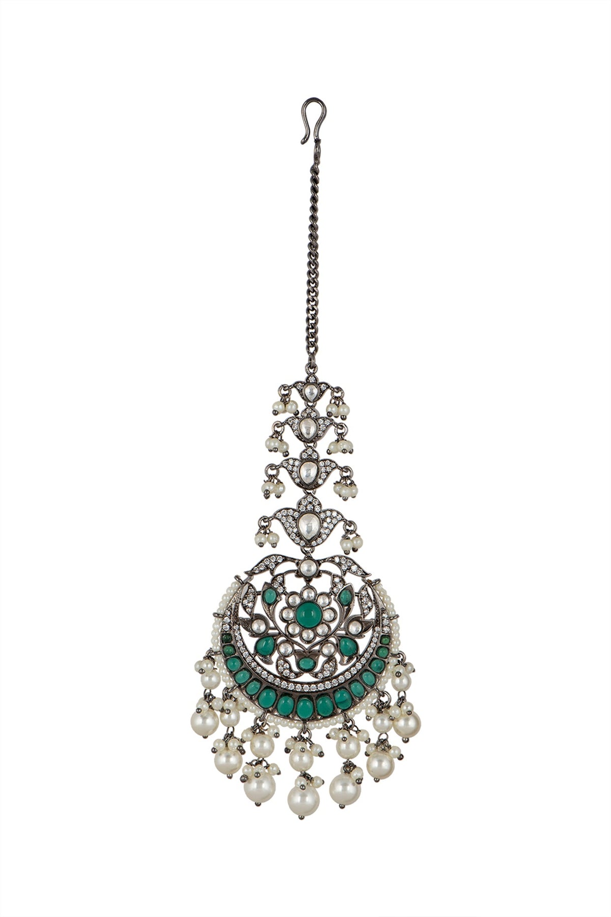 Black Rhodium Finish Diamond Maang Tikka