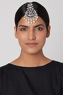 Black Rhodium Finish Pearl Maang Tikka