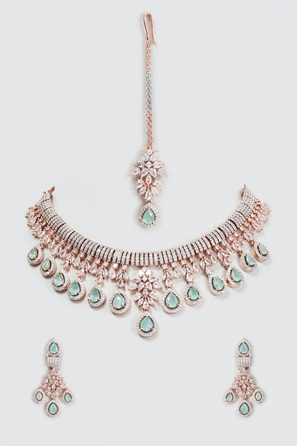 Rose Gold Finish Zircon Necklace Set