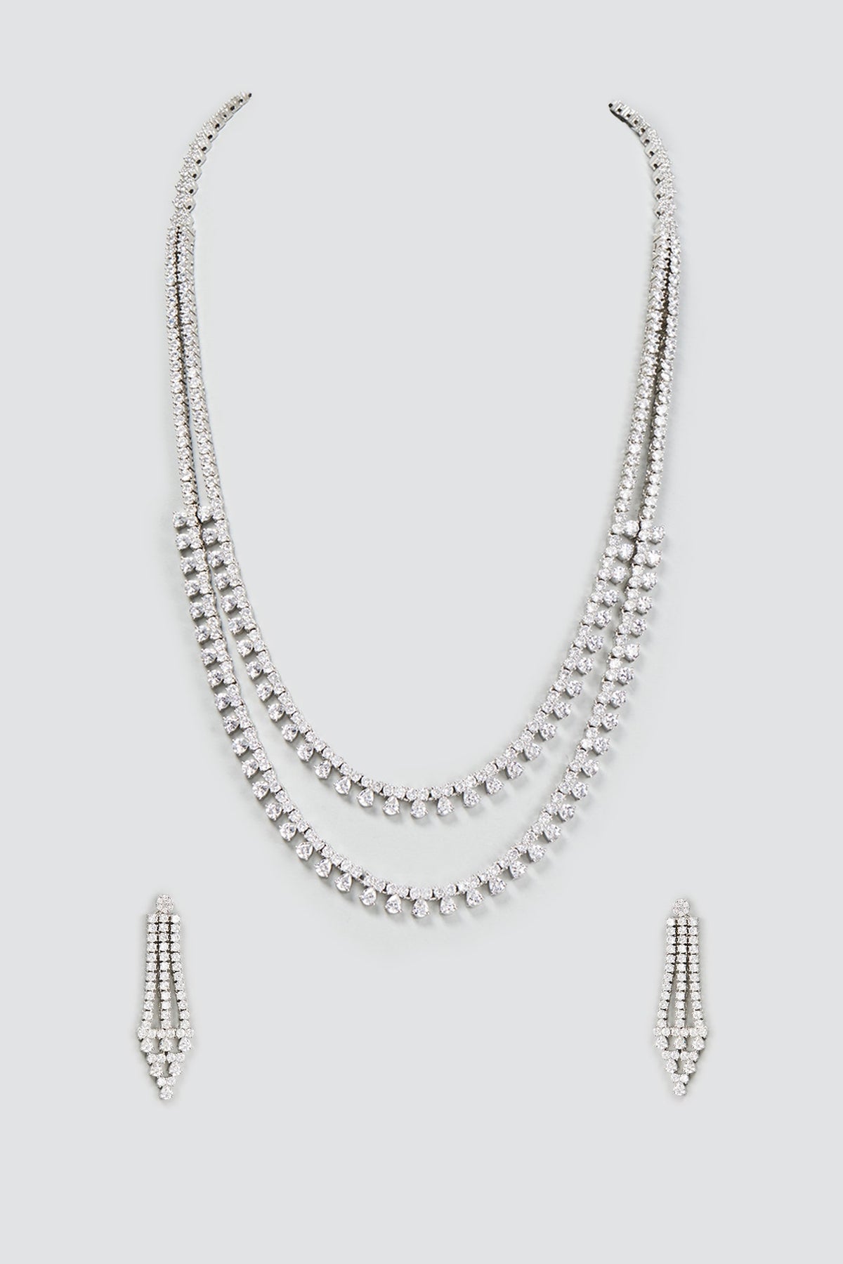 White Finish Zircon Necklace Set