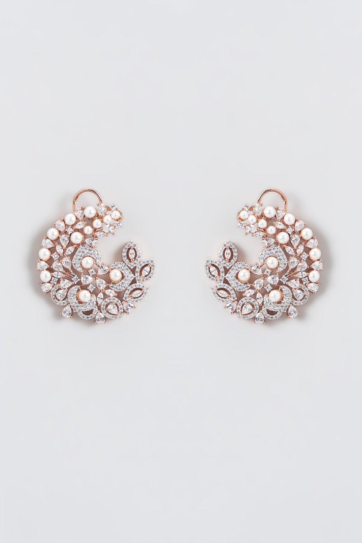 Rose Gold Finish Zircon Stud Earrings