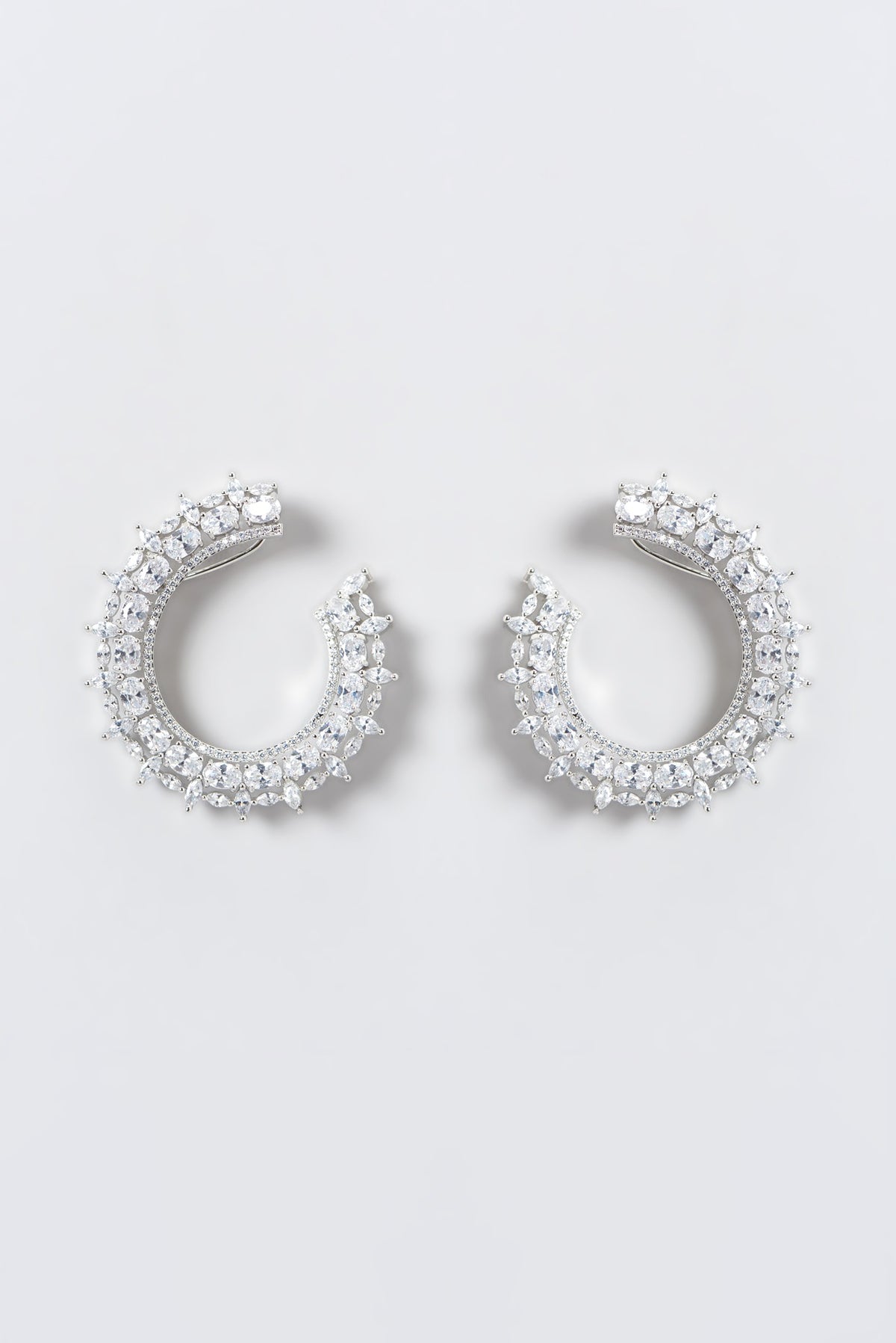 White Finish Zircon Dangler Earrings
