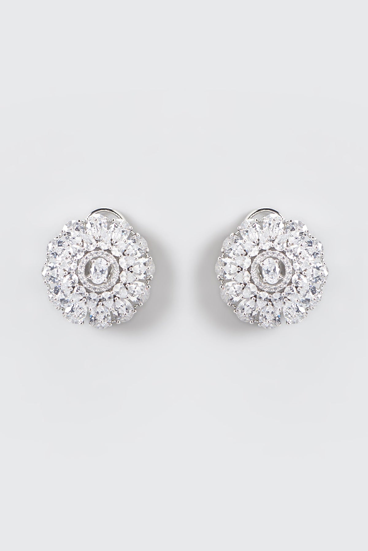 White Finish Zircon Stud Earrings