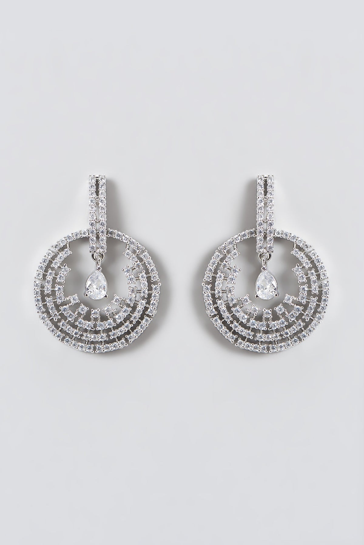 White Finish Zircon Dangler Earrings