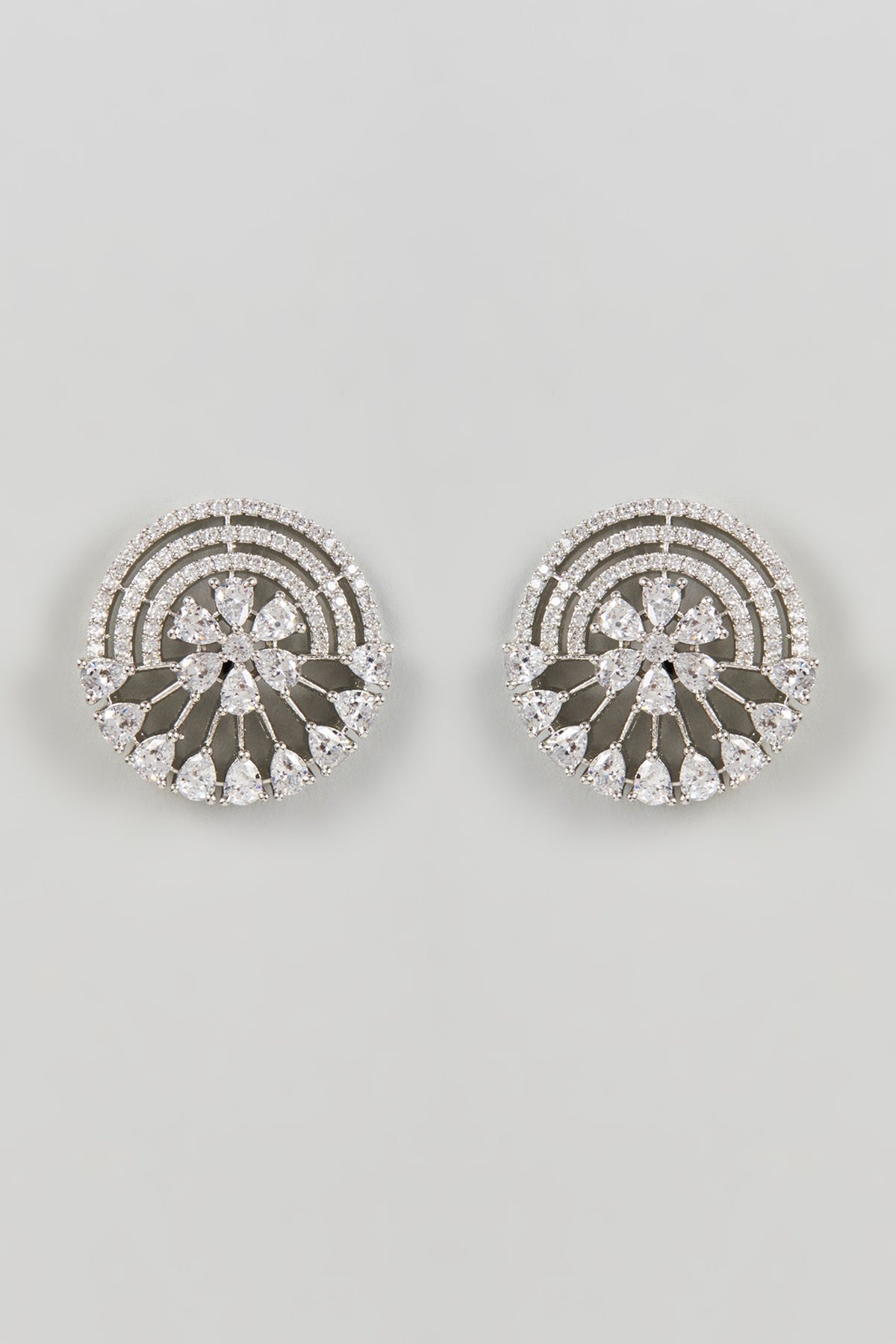 White Finish Zircon Stud Earrings