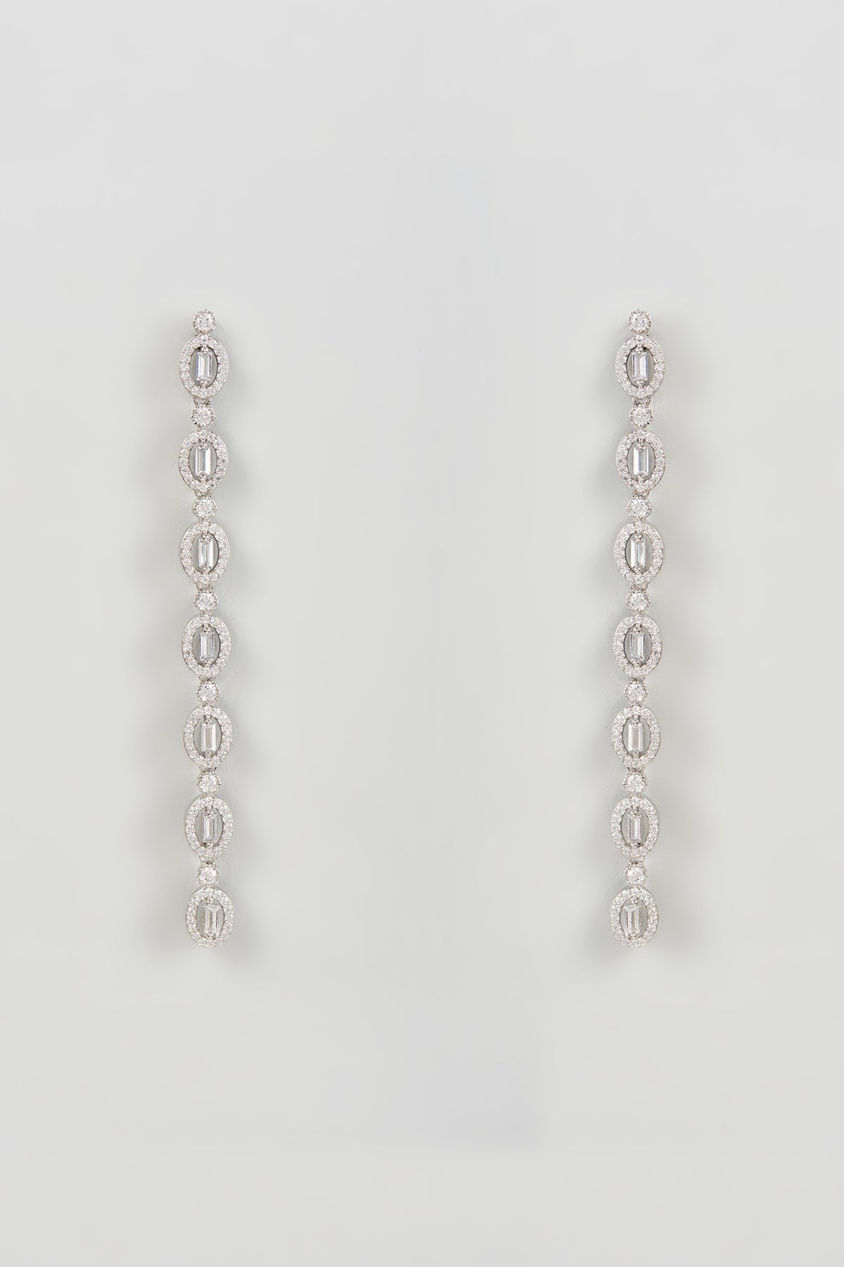 White Finish Zircon Dangler Earrings
