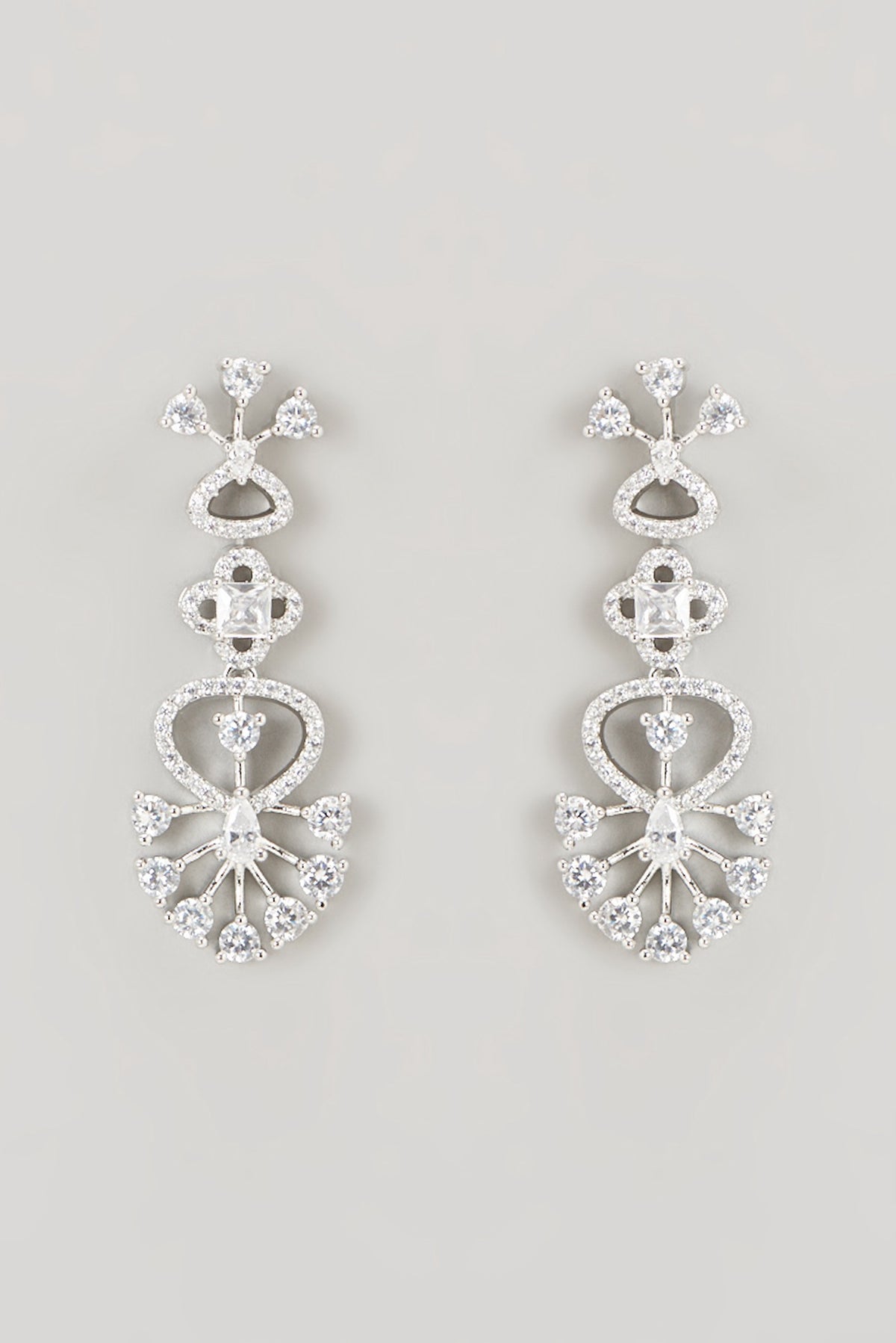 White Finish Faux Diamond Necklace Set
