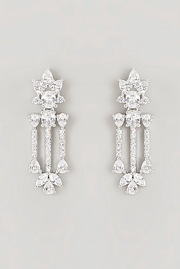 White Finish Faux Diamond Necklace Set