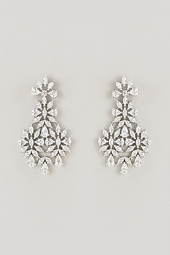 White Finish Faux Diamond Necklace Set
