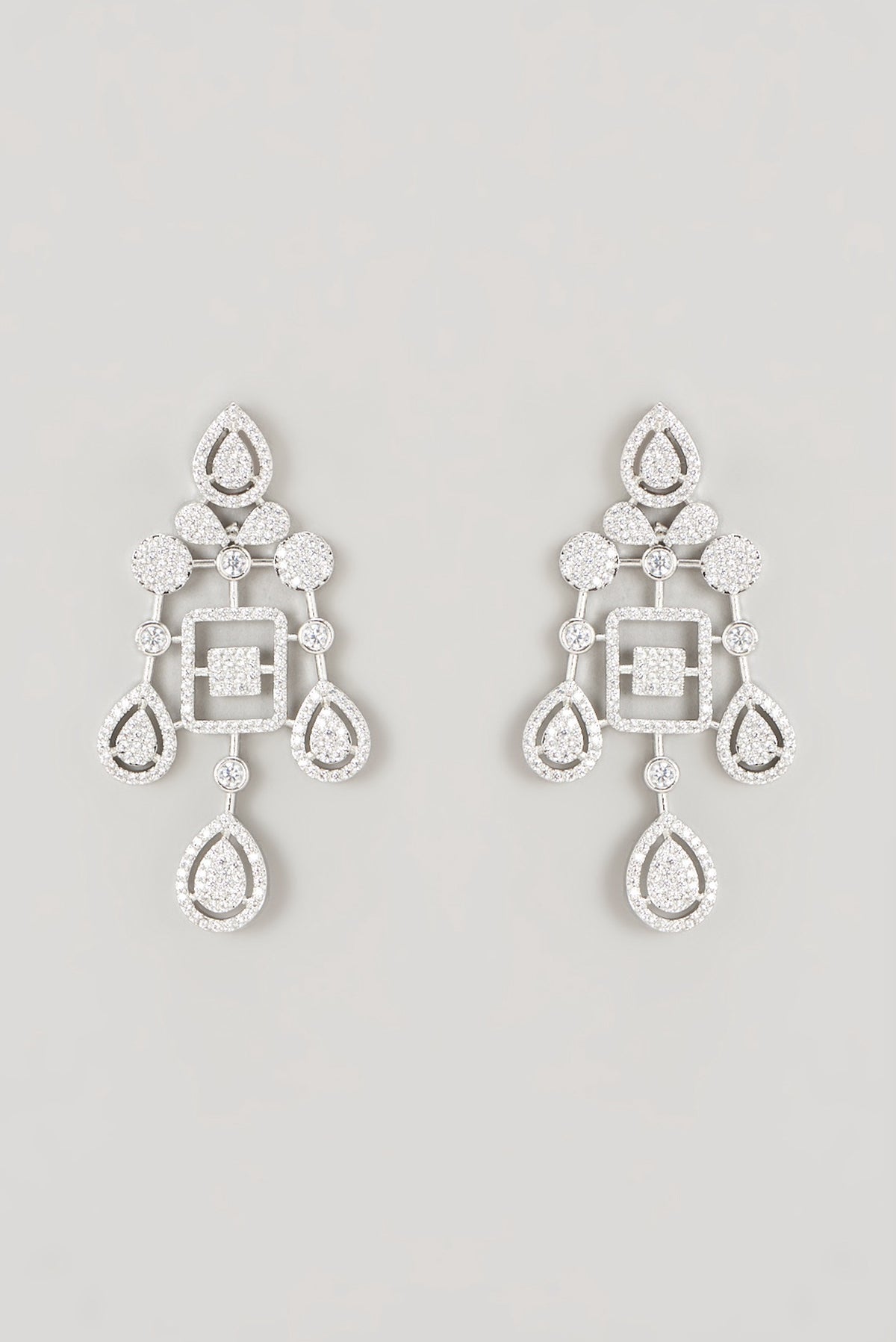 White Finish Faux Diamond Necklace Set