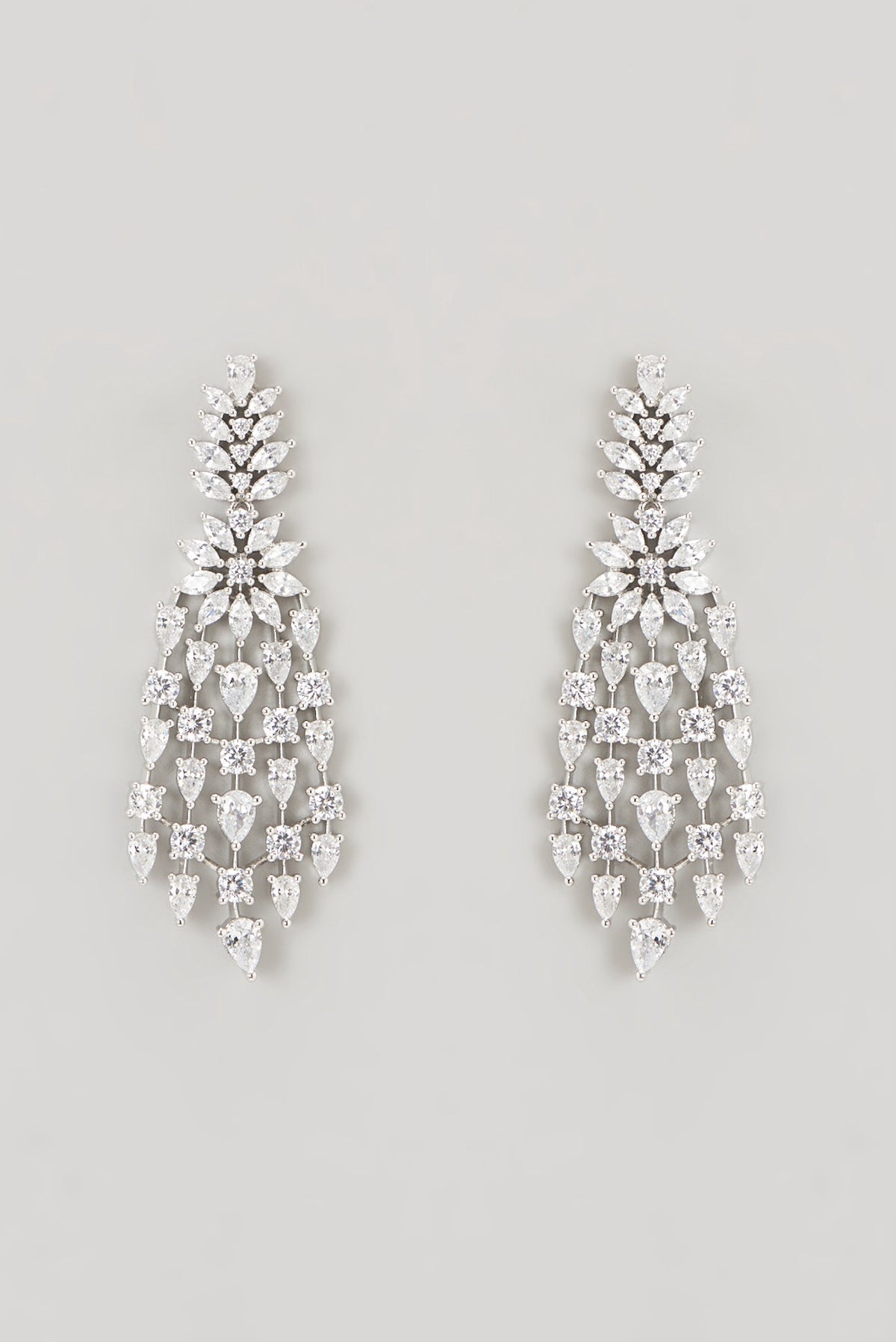 White Finish Faux Diamond Necklace Set