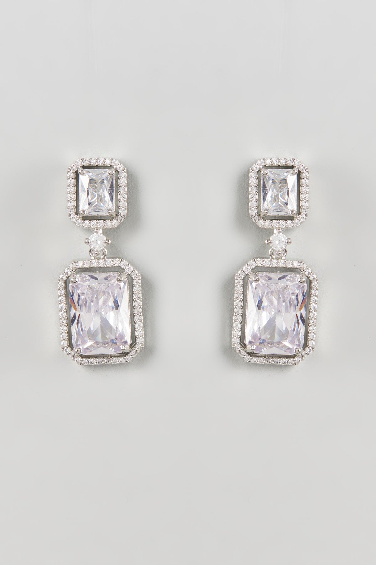 White Finish Zircon Dangler Earrings