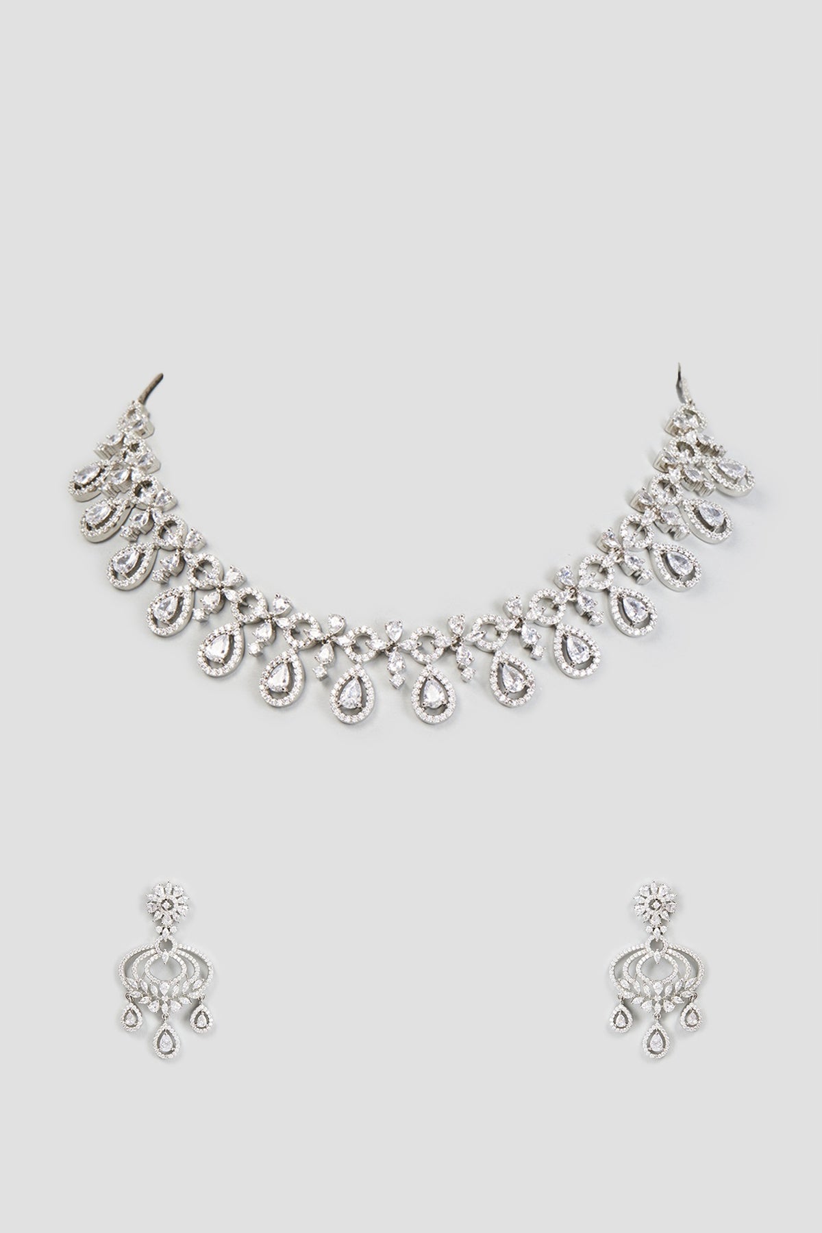 White Finish Zircon Necklace Set