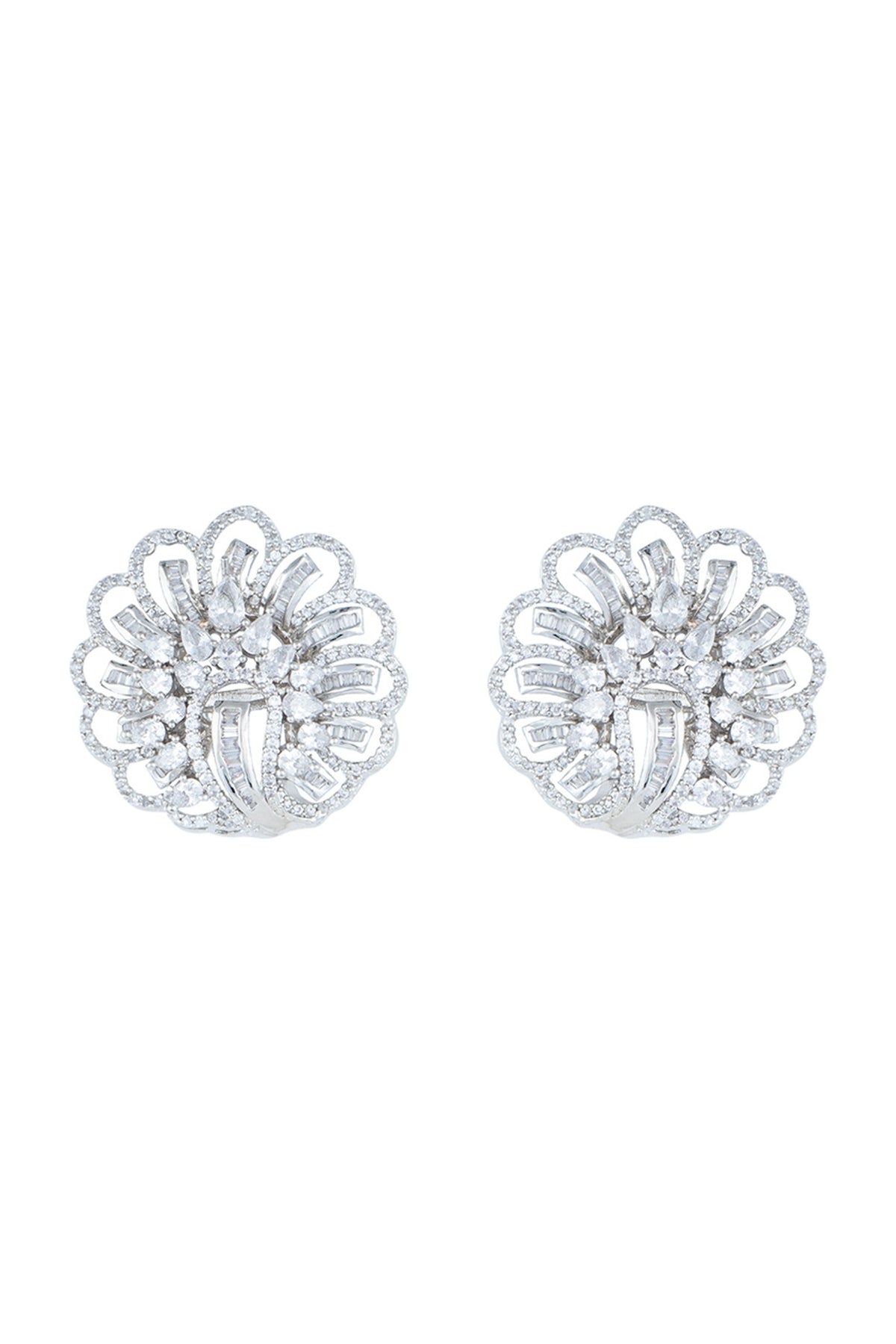Silver plated faux diamond stud earrings