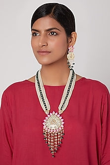 Gold Finish Meenakari Pendant Necklace Set