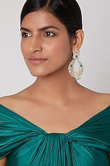 Gold Finish Diamond & Stone Earrings