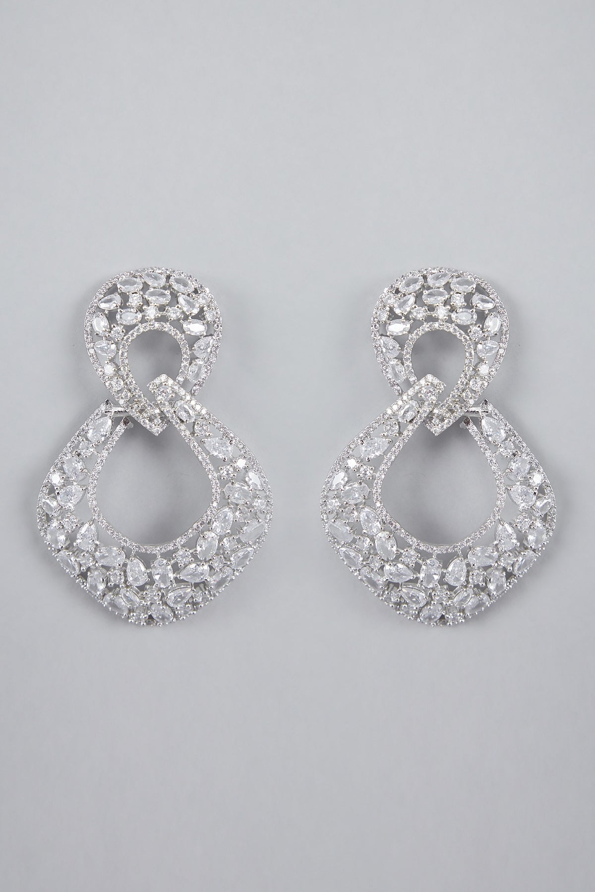 Silver Finish Zircon Earrings