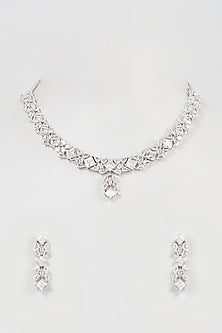 White Finish Zircon Necklace Set