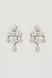 White Finish Faux Diamond Necklace Set