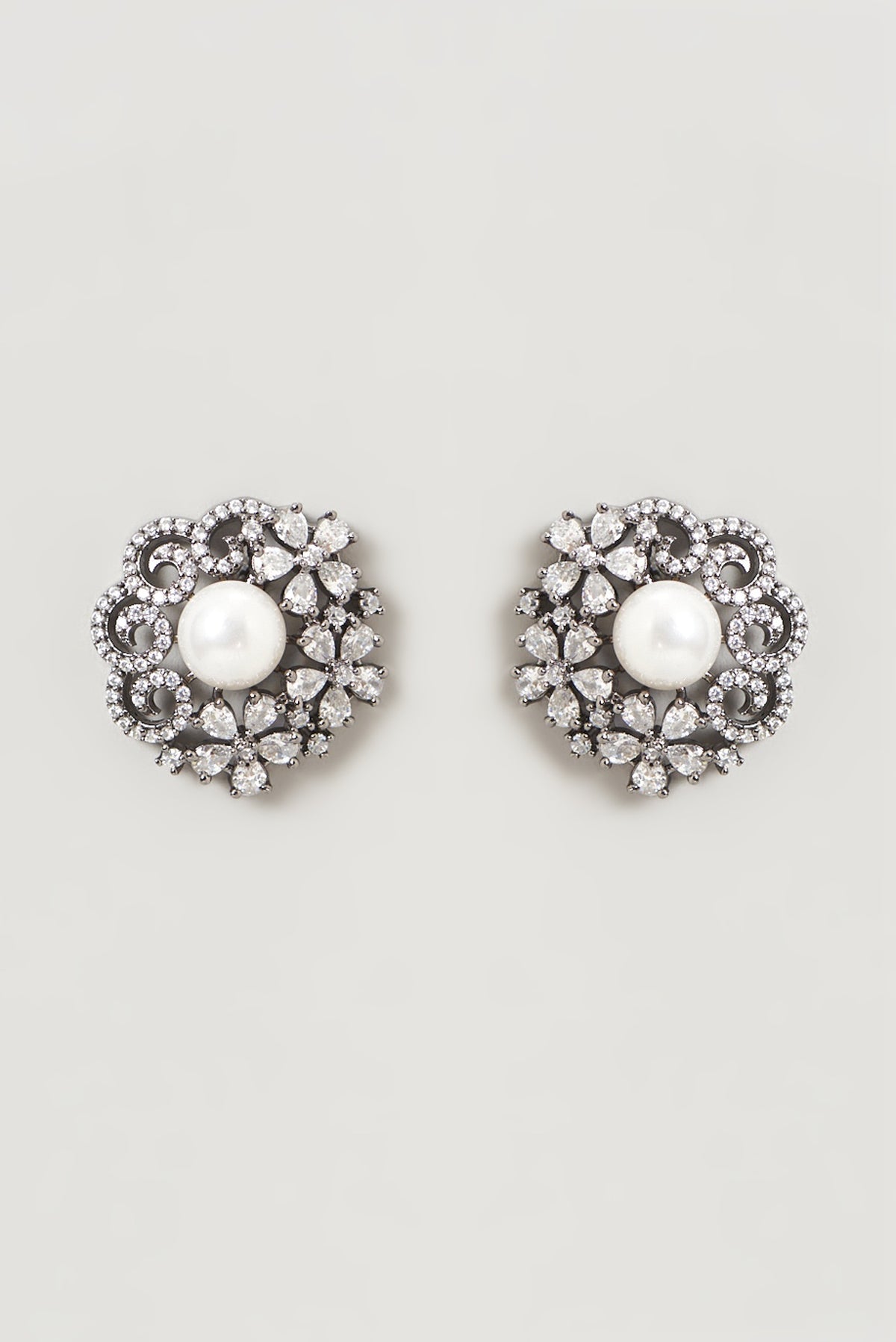 Black Rhodium Finish Zircon Stud Earrings
