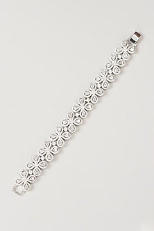 White Finish Faux Diamond Bracelet