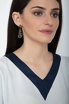 Gold Finish Lotus Earrings