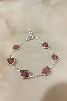White Finish Tourmaline Bracelet In Sterling Silver